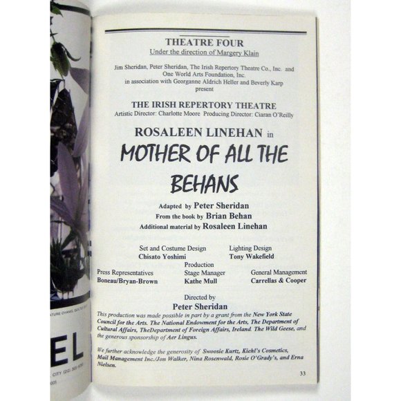 Alive Mother of Behans Playbill November 1994 Rosaleen Linehan Irish Theatre - Picture 6 of 11